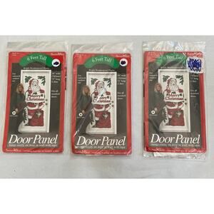 Santa Door Panel decoration Classic Looking Santa 30” x 72” Set of 3 VTG (?)
